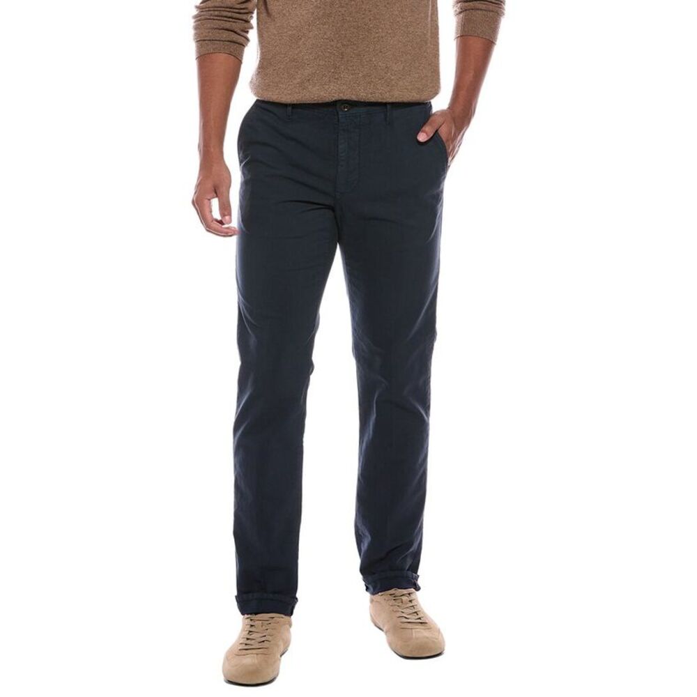 Slowear Mens Glanshirt Flat Front Regular Fit Pant, Navy